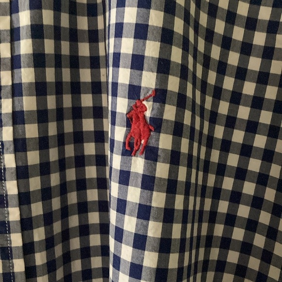 Ralph Lauren mens LG blue and white check button down shirt casual preppy - Picture 2 of 11